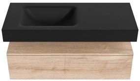 Zaro Alan badmeubel 110cm washed oak 1 lade met vrijhangende wastafel cloud links 1 kraangat urban