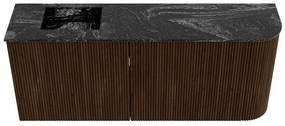 Mondiaz Joya DLux 100cm toiletmeubel ronding rechts walnut met wastafel faye links zonder kraangat lava