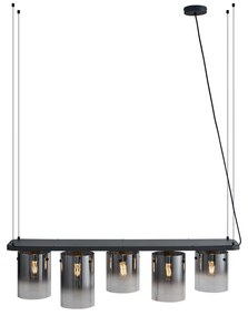 Moderne hanglamp zwart met smoke glas 5-lichts - Hybrid