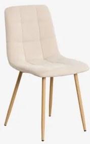 Set Van 4 Eetkamerstoelen Bekleed Met Chenille Vielira Chenille Tapiocabeige - Sklum