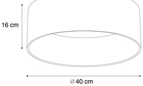 Moderne plafondlamp zwart velours 40cm incl. LED 3-staps dimbaar - Sue Modern rond Binnenverlichting Lamp