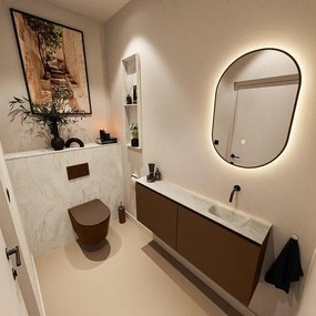 MONDIAZ TURE-DLUX 120cm toiletmeubel Rust. EDEN wastafel Ostra positie rechts. Zonder kraangat. TUREDX120RUSR0OST