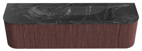 Mondiaz Kurve-dlux 170cm badmeubel ronding links/rechts ruby met 1 lade en 2 deuren en wastafel big large midden 1 kraangat lava