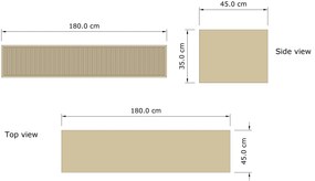 Gliss Design Heronimus badmeubel met ribbelfront 180cm met 2 lades walnut