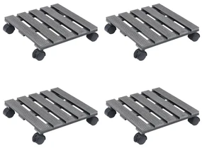 vidaXL Plantentrolleys 4 st 30x30x7,5 cm HKC grijs