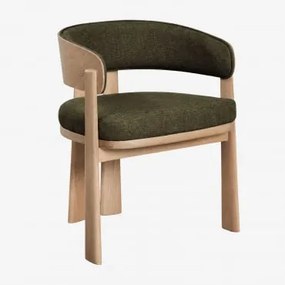 Eetkamerstoel Met Armleuningen, Gestoffeerd En Van Eikenhout Olea Signature Eikenhout & Chenille Sage Green - Sklum