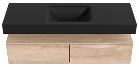 Zaro Alan badmeubel 140cm washed oak 2 lades met vrijhangende wastafel cloud midden zonder kraangat urban
