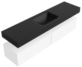 Zaro Alan badmeubel 180cm talc 2 lades met vrijhangende wastafel cloud midden zonder kraangat urban