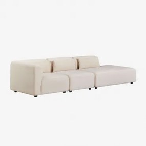 Fogler 3-delige Modulaire Hoekbank Met Chaise Longue Rechts Corduroy Beige – Linnen - Sklum