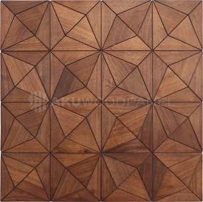 Decopaneel 60 cm x 60 cm Walnoot hout - Nolan Brown - 3D Wandpaneel - Wanddeco