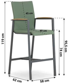 Barstoel Aluminium/textileen Groen Lifestyle Garden Furniture Brandon