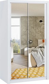 Kledingkast Catromi 104, Wit, 215x120x62cm, 126.5 kg, Kledingkast deuren: Schuivend, Aantal planken: 5, Aantal planken: 5