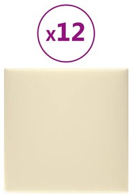 vidaXL Wandpanelen 12 st 1,08 m² 30x30 cm kunstleer crèmekleurig