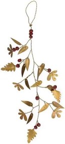 Hanger met kraaltjes en blaadjes, brass, 25 cm