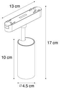 LED Moderne Spot / Opbouwspot / Plafondspot zwart voor railsysteem 1-fase 9W 3000K - Magnetic Gert Modern rond Binnenverlichting Lamp