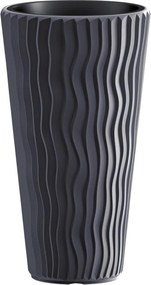 Prosperplast Sandy Slim Hoge Bloempot - Antraciet - 70,8 cm hoog - Met binnenpot