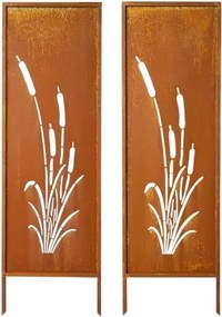 VEVOR Vouwscherm, 50x160 cm, Set van 2, Metalen Ruimteverdeler, Scheidingswand met Grondpinnen & Koolstofstalen Paneel, Privacyscherm, Ruimteverdeler, Decoratieve Privacywand voor Tuin, Terras, Erf, Balkon