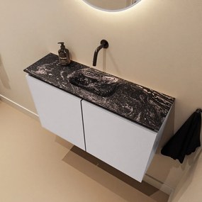 Mondiaz Ture DLux toiletmeubel 80cm cale met wastafel lava midden zonder kraangat