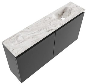 Mondiaz Ture DLux toiletmeubel 100cm dark grey met wastafel glace rechts met kraangat