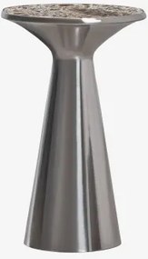 Ronde Bijzettafel Ø30 Cm Van Roestvrij Staal Selmalis Bruin Emperador Marmer - Sklum