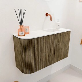 Mondiaz Joya 70cm toiletmeubel ronding links dusk met wastafel faye rechts zonder kraangat talc