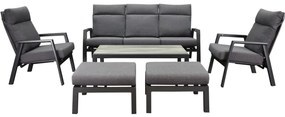 Showroommodel Vegas stoel bank loungeset 6 delig verstelbaar antraciet aluminium