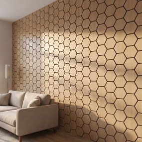 Hexagon Panel Naturel Eiken 81CM | Akoestisch | Wanddecor | Zeshoekig