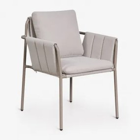 Set Van 4 Gestoffeerde Tuinstoelen Met Armleuningen Van Zunika-staal Moka Bruin - Sklum
