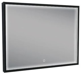 Wiesbaden Avi spiegel rechthoek met LED, dimbaar en spiegelverwarming 80 x 60 cm mat zwart 38.4191