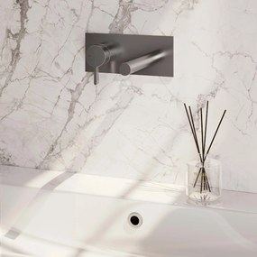 Brauer Brushed Edition ColdStart wastafelkraan inbouw rechte uitloop met achterplaat model E2 RVS geborsteld PVD