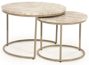 Ronde Salontafelset Marmer - 60 X 60cm.