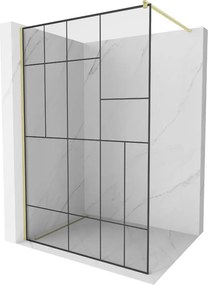 Mexen Kioto douchewand Walk-in 80 x 200 cm, zwart patroon 8 mm, geborsteld goud - 800-080-101-55-78