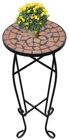 vidaXL Mozaïek bijzettafel rond  terracotta en zwart