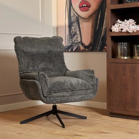 Starfurn Vera Fauteuil Chenille Stof Donkergrijs Draaibaar