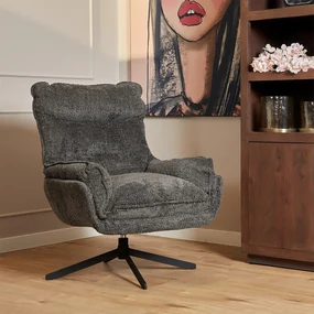 Starfurn Vera Fauteuil Chenille Stof Donkergrijs Draaibaar