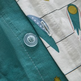 Kinderdekbedovertrek, 30% gerecycled gewassen katoen, raketprint, EGOR