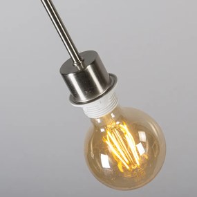 Stoffen Eettafel / Eetkamer Moderne hanglamp staal en zwart met kap 45 cm taupe - Combi Landelijk / Rustiek, Modern E27 rond Binnenverlichting Lamp