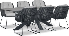 Tuinset 6 personen 240 cm Rope Grijs Domani Furniture Trivento/Voyage