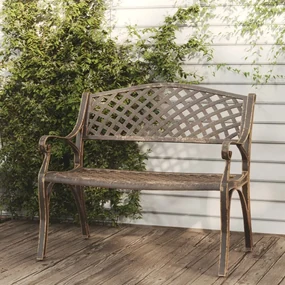 vidaXL Tuinbank 102 cm gietaluminium bronskleurig