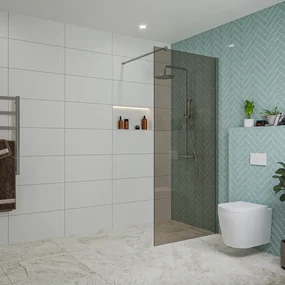 Fortifura Galeria inloopdouche - 90x200cm - rookglas - wandarm - chroom SW797938/SW797904