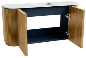 Mondiaz Joya 85cm toiletmeubel ronding links/rechts oak met wastafel faye midden 1 kraangat talc