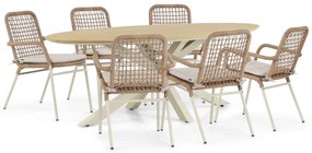 Tuinset 6 personen 220 cm Aluminium/Rope Taupe De Laan Projects