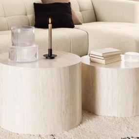 Ronde Salontafelset Beige Travertin Look