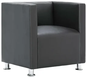 vidaXL Fauteuil kubus kunstleer grijs