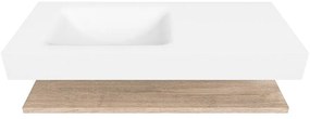 Zaro Alan badmeubel 110cm met planchet washed oak en vrijhangende wastafel cloud links 1 kraangat talc