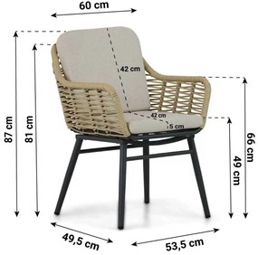 Tuinset Ronde Tuintafel 4 personen 120 cm Aluminium/wicker Taupe  Coco Antoni/Fabriano