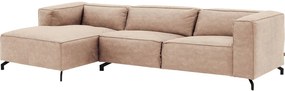Goossens Bank Calvin beige, micro leer, 3,5-zits, modern design