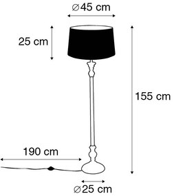 Landelijke vloerlamp taupe met linnen kap 45 cm - Classico Klassiek / Antiek, Landelijk / Rustiek E27 cilinder / rond Binnenverlichting Lamp