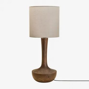 Tafellamp In Sintra Mangohout Donker Handvat Hout & Licht Taupe Grijs Ø30 Cm - ↑30 Cm Arlina - Sklum