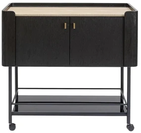 Kare Design Milano Zwarte Design Wijnkast Trolley - 96.5 X 50cm.
